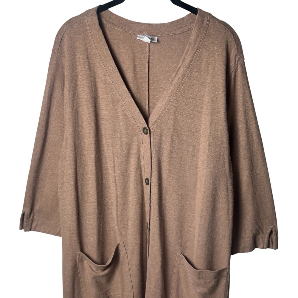 J. Jill Pure Jill Hemp Organic Cotton Longline Duster Tan Cardigan Capsule XL - Picture 3 of 11
